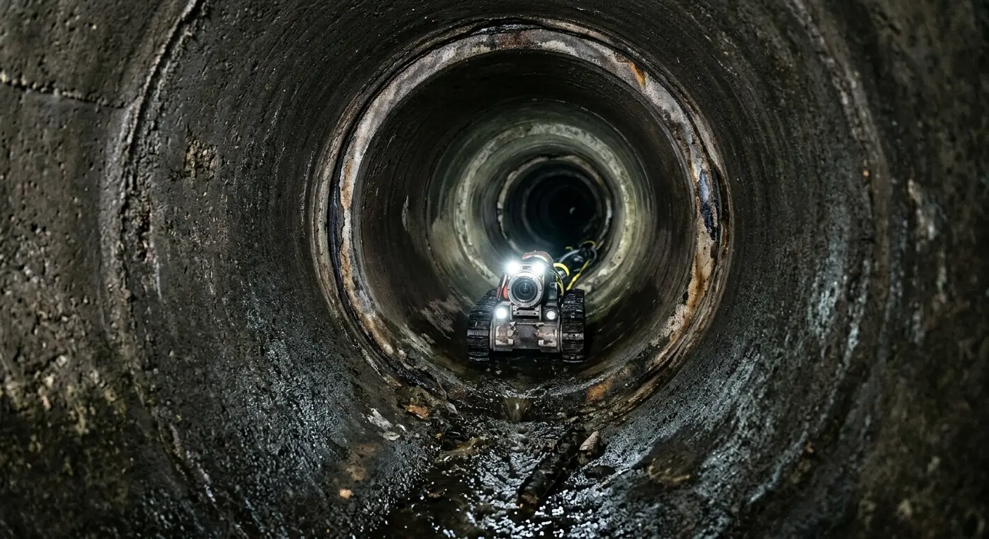 Robotic sewer camera inspecting pipe interior for Drain Snake Service in St. Charles